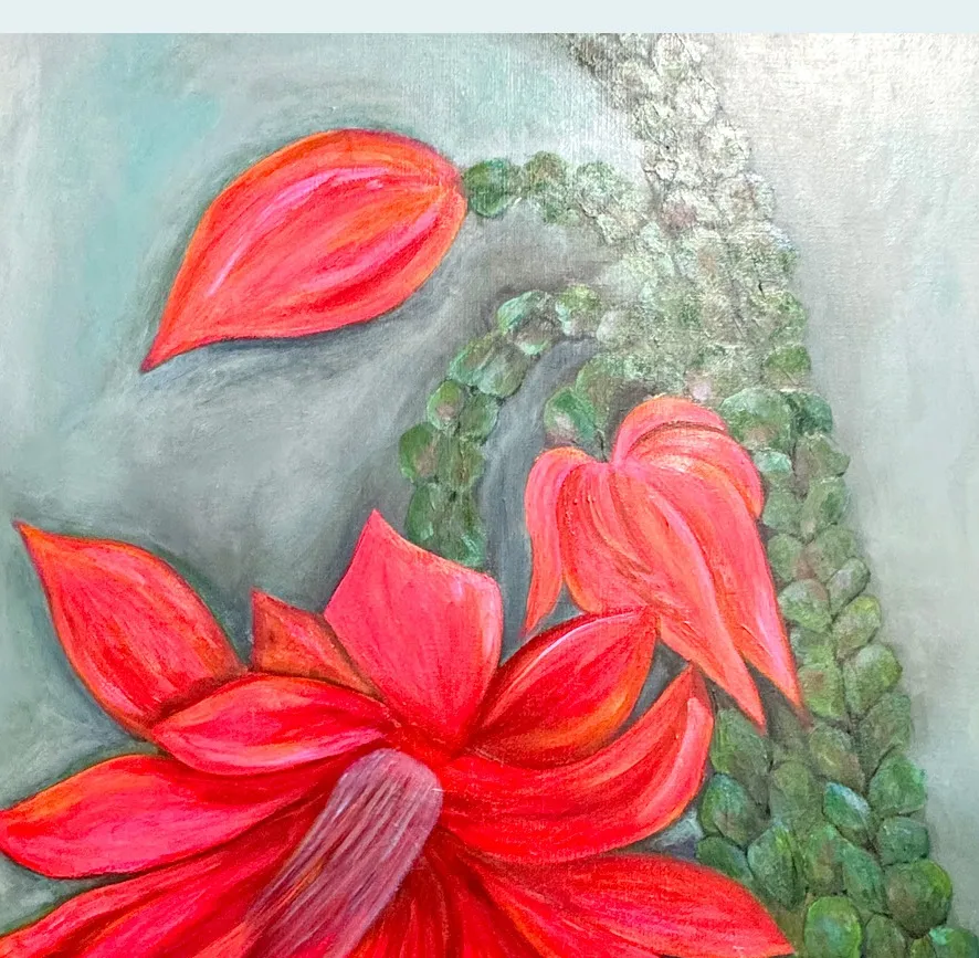 전지현, 진홍별 빛 이야기, 72.7x90.9cm, Mixed media on canvas